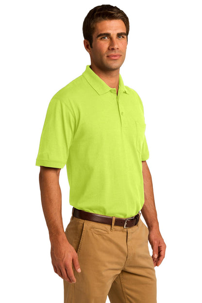 Safety Green Port & Company Core Blend Jersey Knit Pocket Polo. KP55P