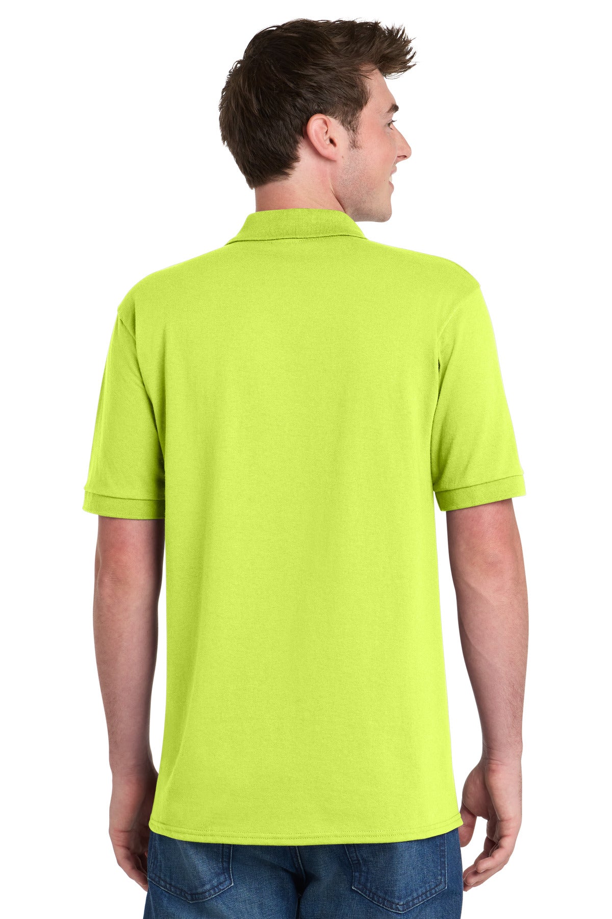 Safety Green Port & Company Core Blend Jersey Knit Pocket Polo. KP55P
