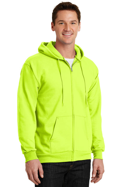 Safety Green Port & Company Essential Fleece Full-Zip Hooded Sweatshirt. PC90ZH