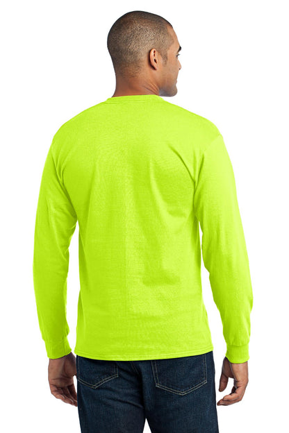 Safety Green Port & Company Tall Long Sleeve Core Blend Tee. PC55LST