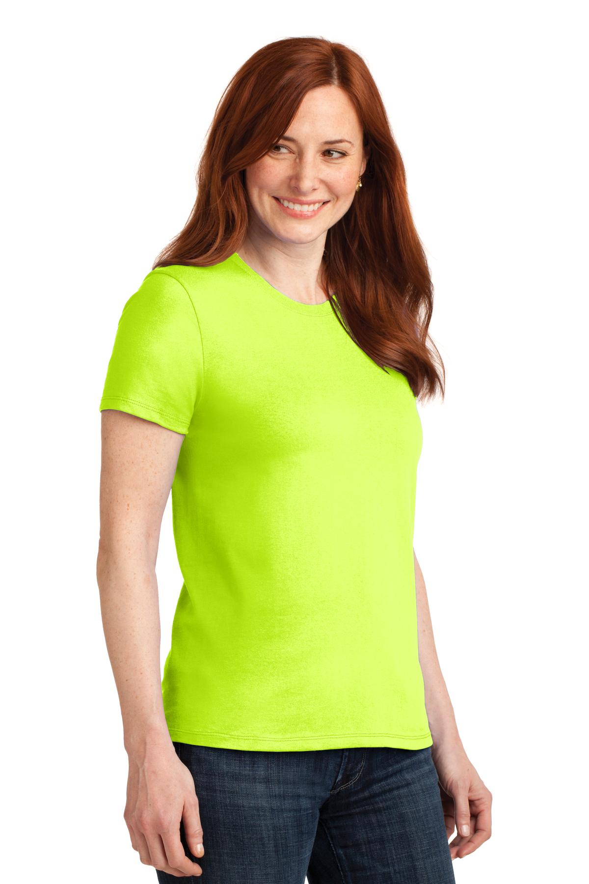 Safety Green Port & Company Women's Core Blend Tee. LPC55