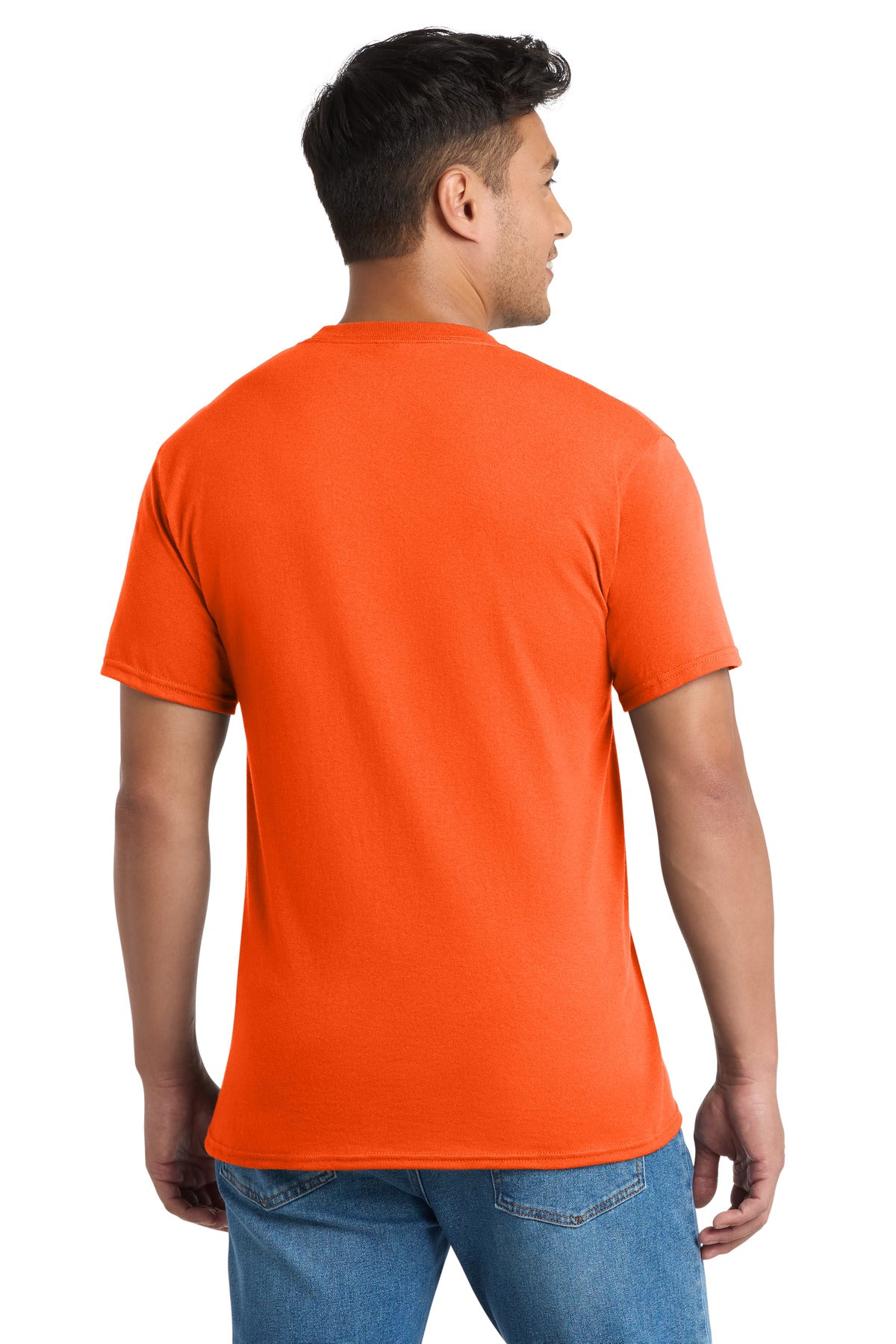 Safety Orange Port & Company Tall Core Blend Pocket Tee. PC55PT