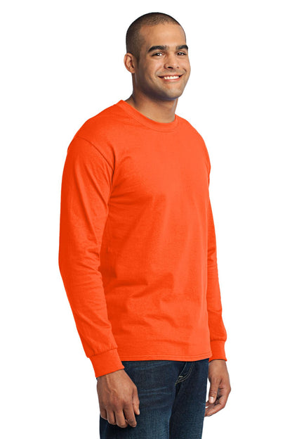 Safety Orange Port & Company Tall Long Sleeve Core Blend Tee. PC55LST