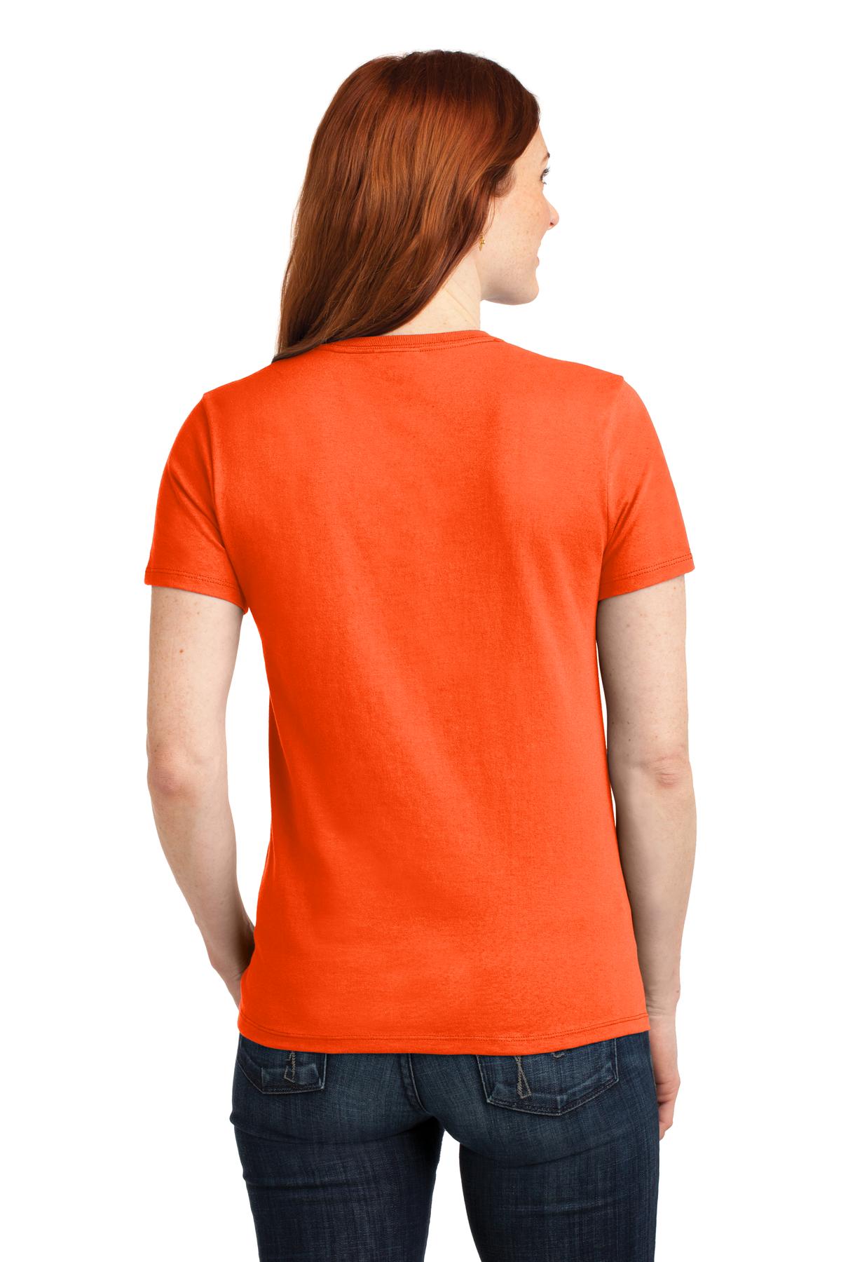 Safety Orange Port & Company Women's Core Blend Tee. LPC55