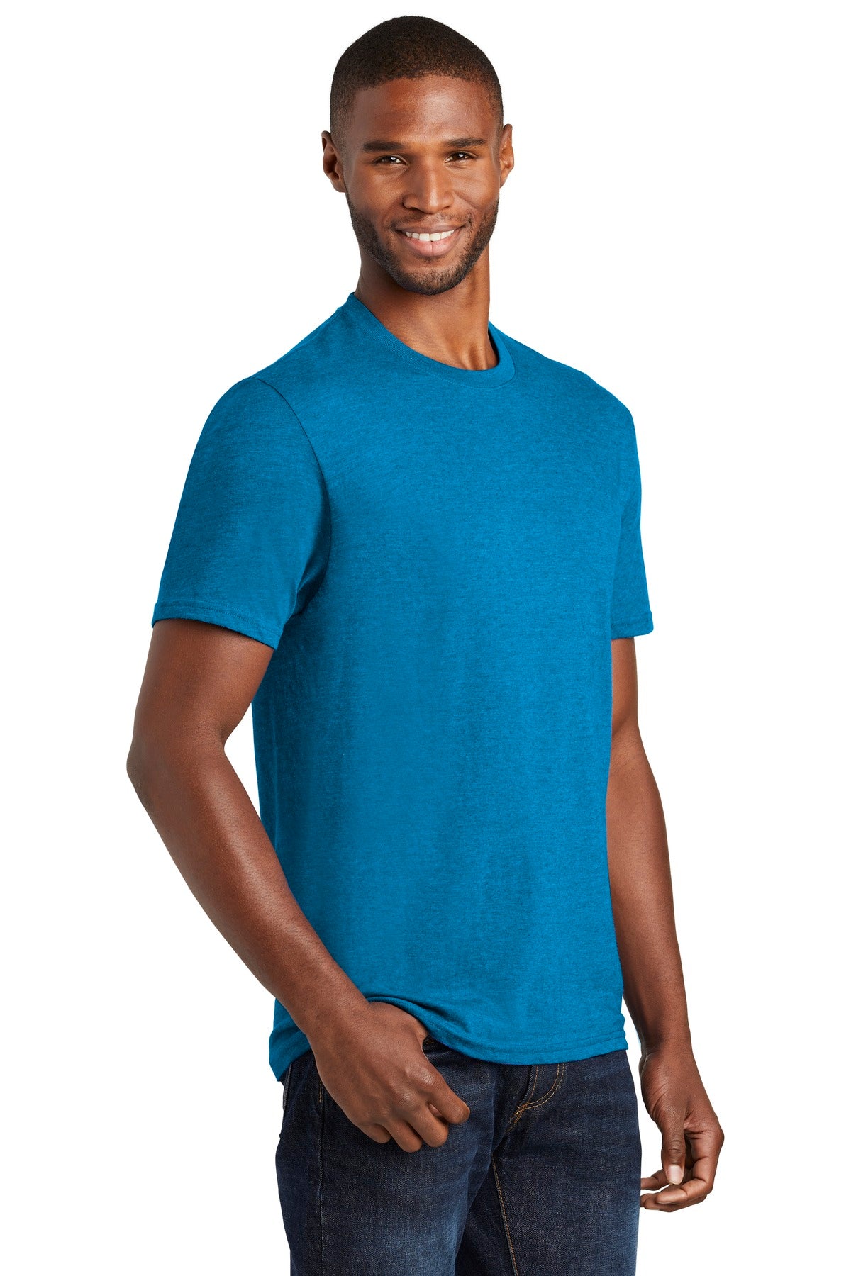 Sapphire Hthr Port & Company Fan Favorite Blend Tee. PC455