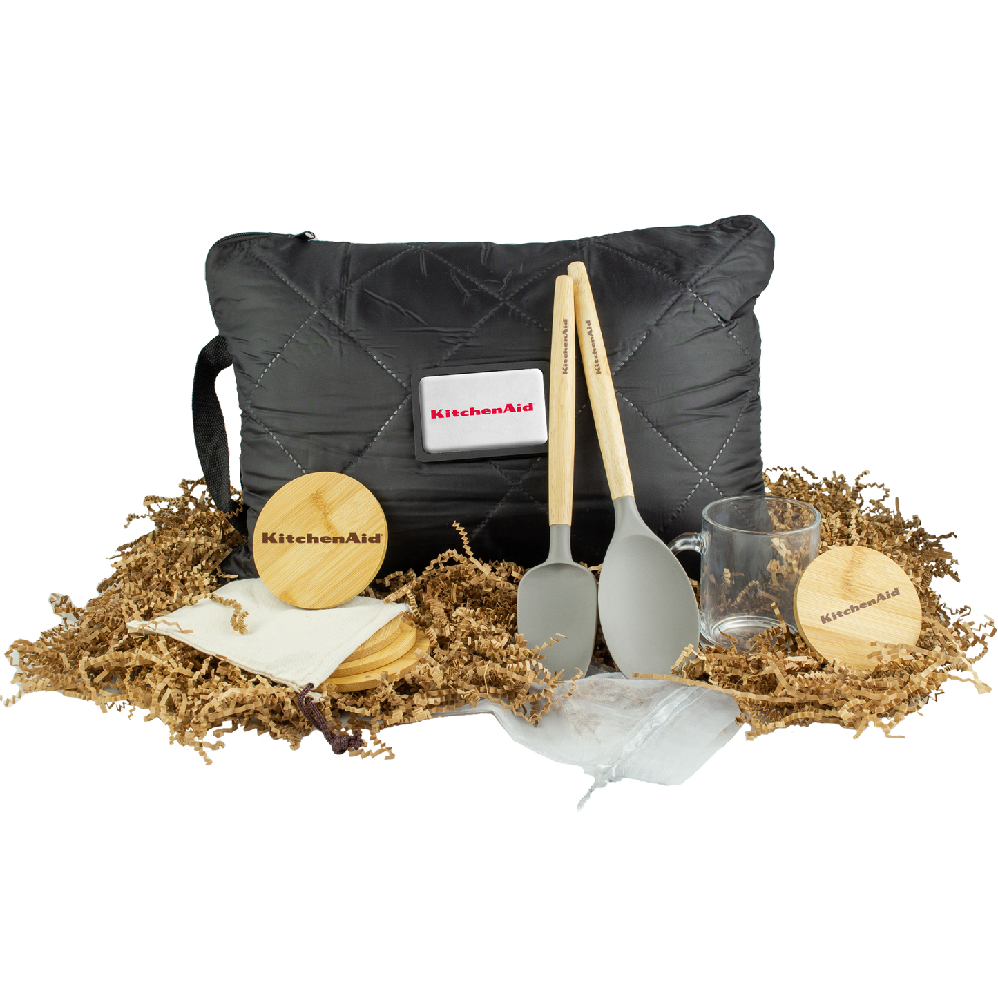 Self-Care Gift Set with Pillow Blanket, Glass Mug & Kitchen Tools