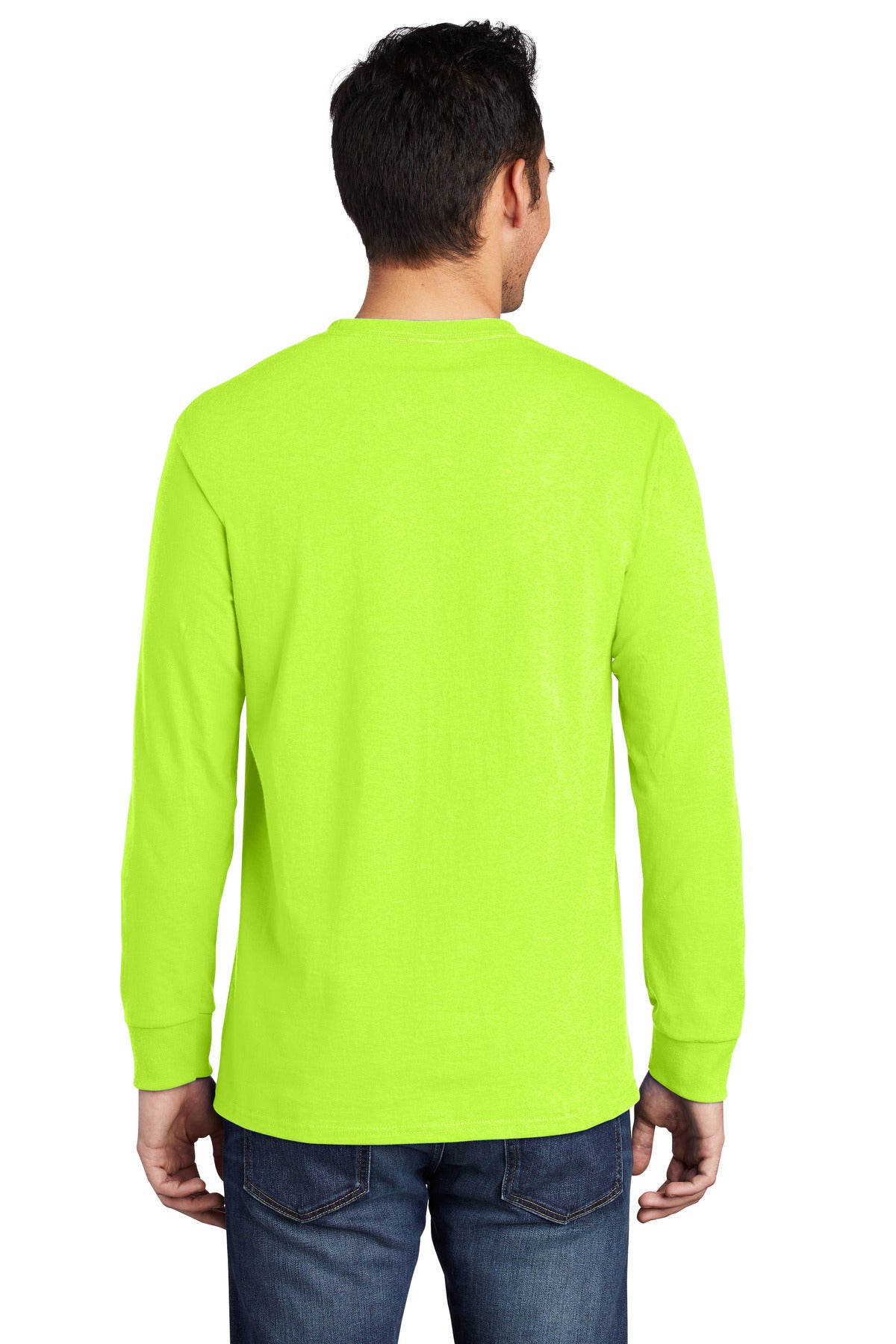 SGreen Port & Company Long Sleeve Essential Pocket Tee. PC61LSP