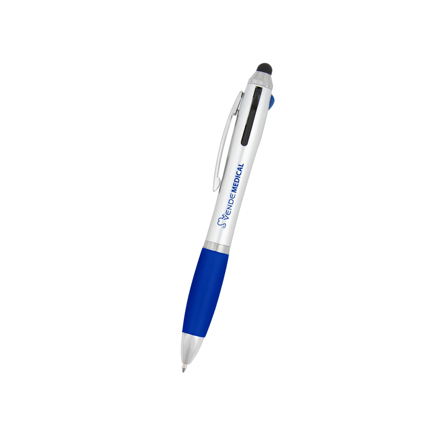 SILVER WITH BLUE 3-In-One Pen With Stylus  grouped