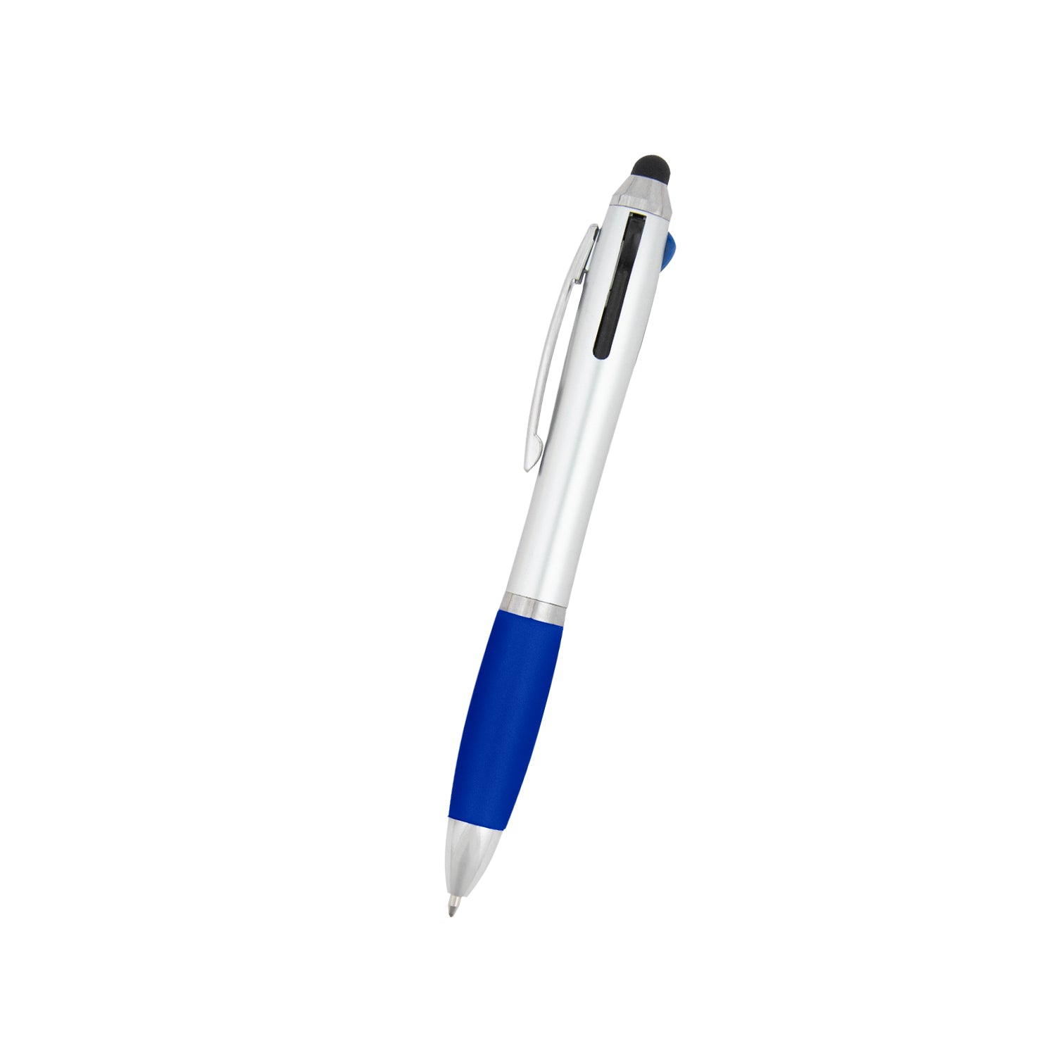 SILVER WITH BLUE 3-In-One Pen With Stylus plain grouped