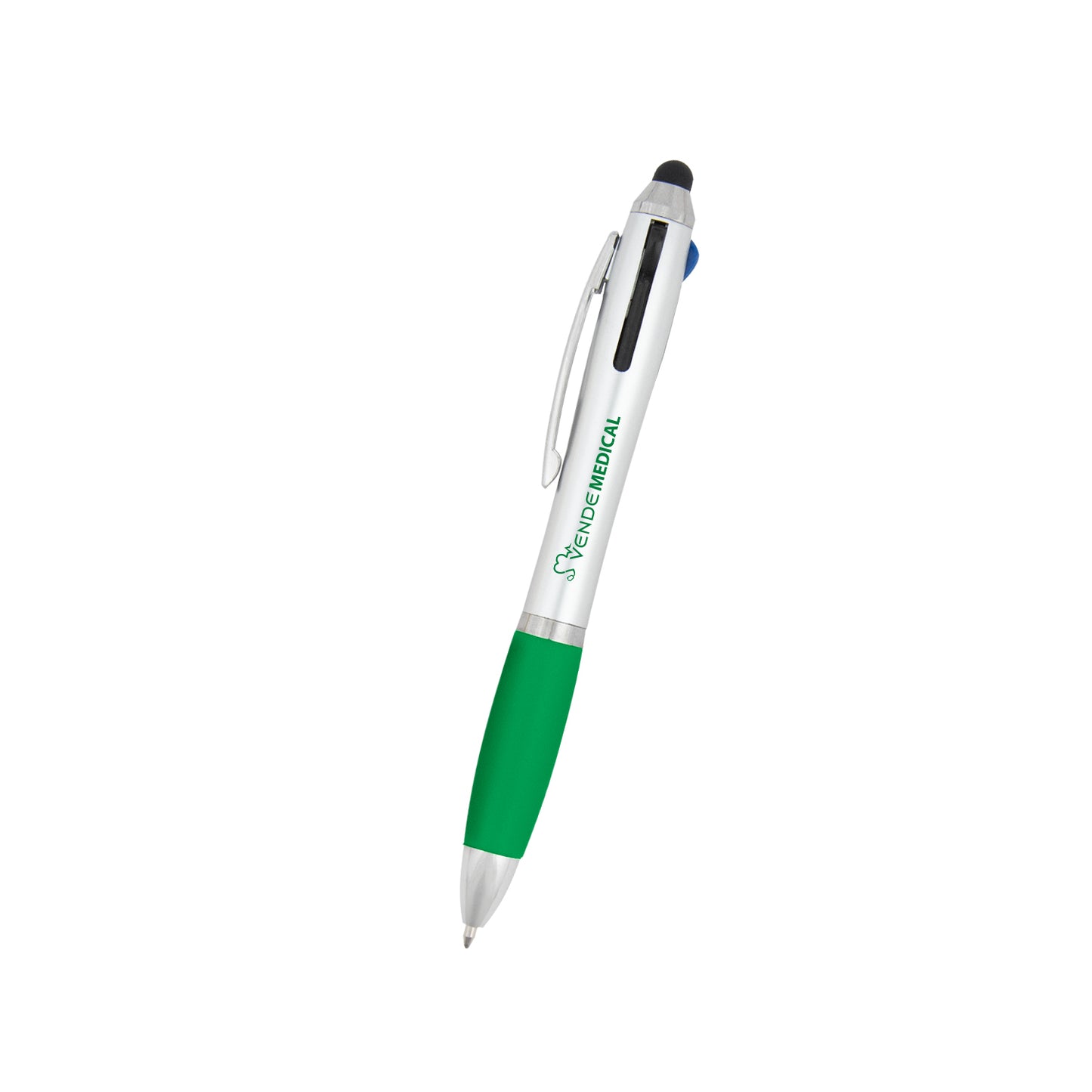 SILVER WITH GREEN 3-In-One Pen With Stylus  grouped