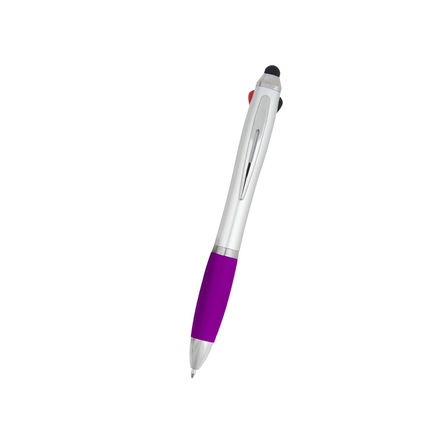 SILVER WITH PURPLE 3-In-One Pen With Stylus  grouped