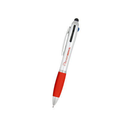 SILVER WITH RED 3-In-One Pen With Stylus  grouped