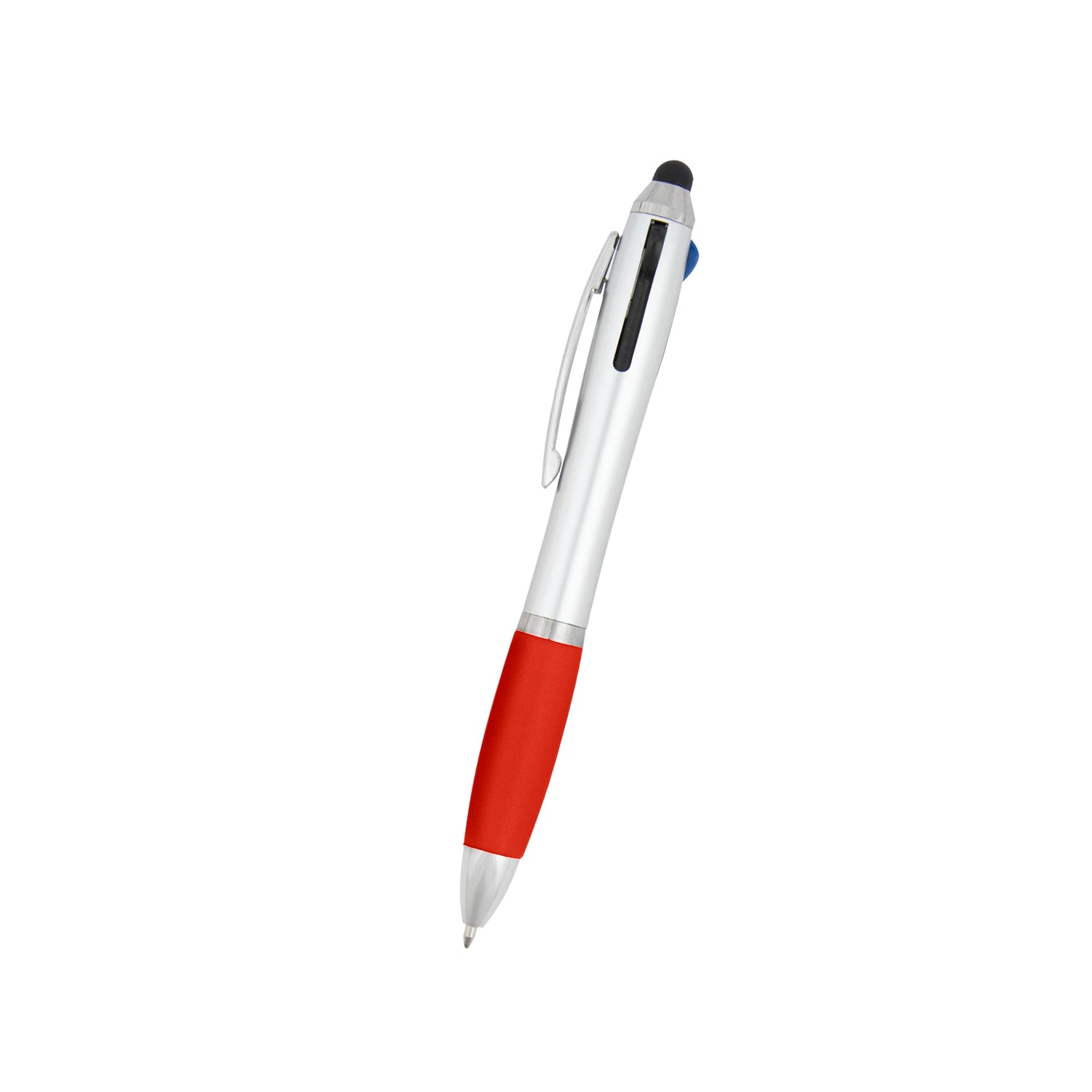 SILVER WITH RED 3-In-One Pen With Stylus plain grouped