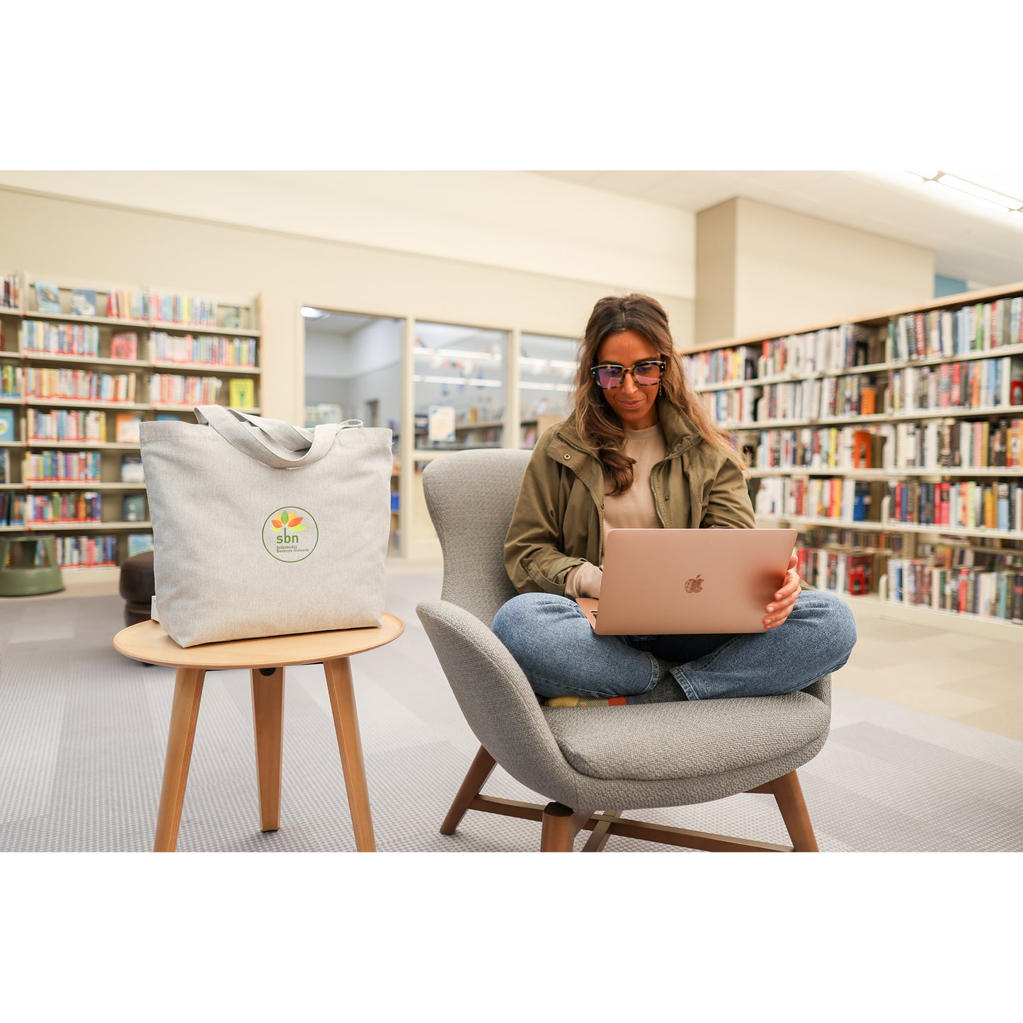 AWARE™ Recycled Cotton Shopper Tote with Interior Zip Pocket