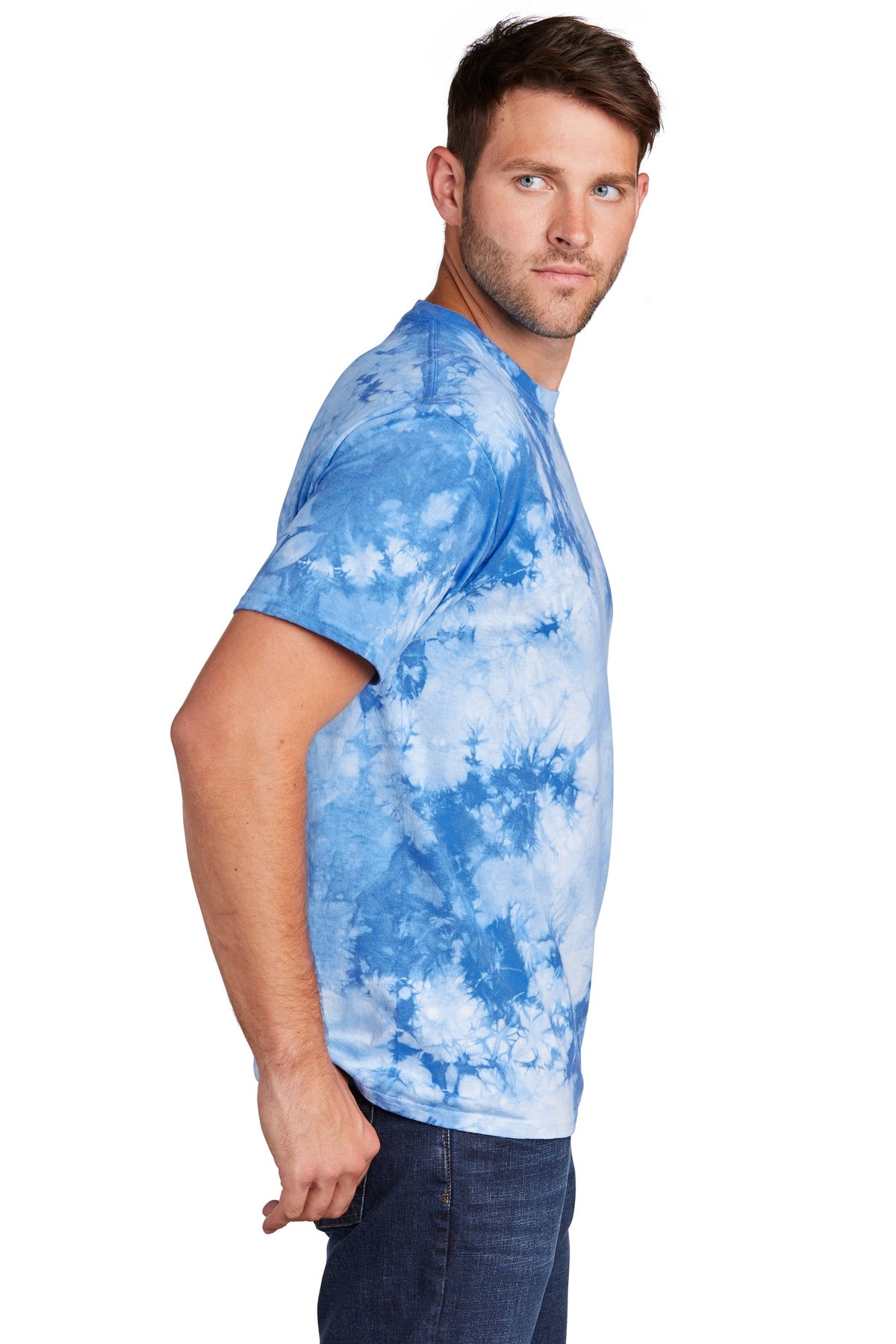 Sky Blue Port & Company Crystal Tie-Dye Tee PC145