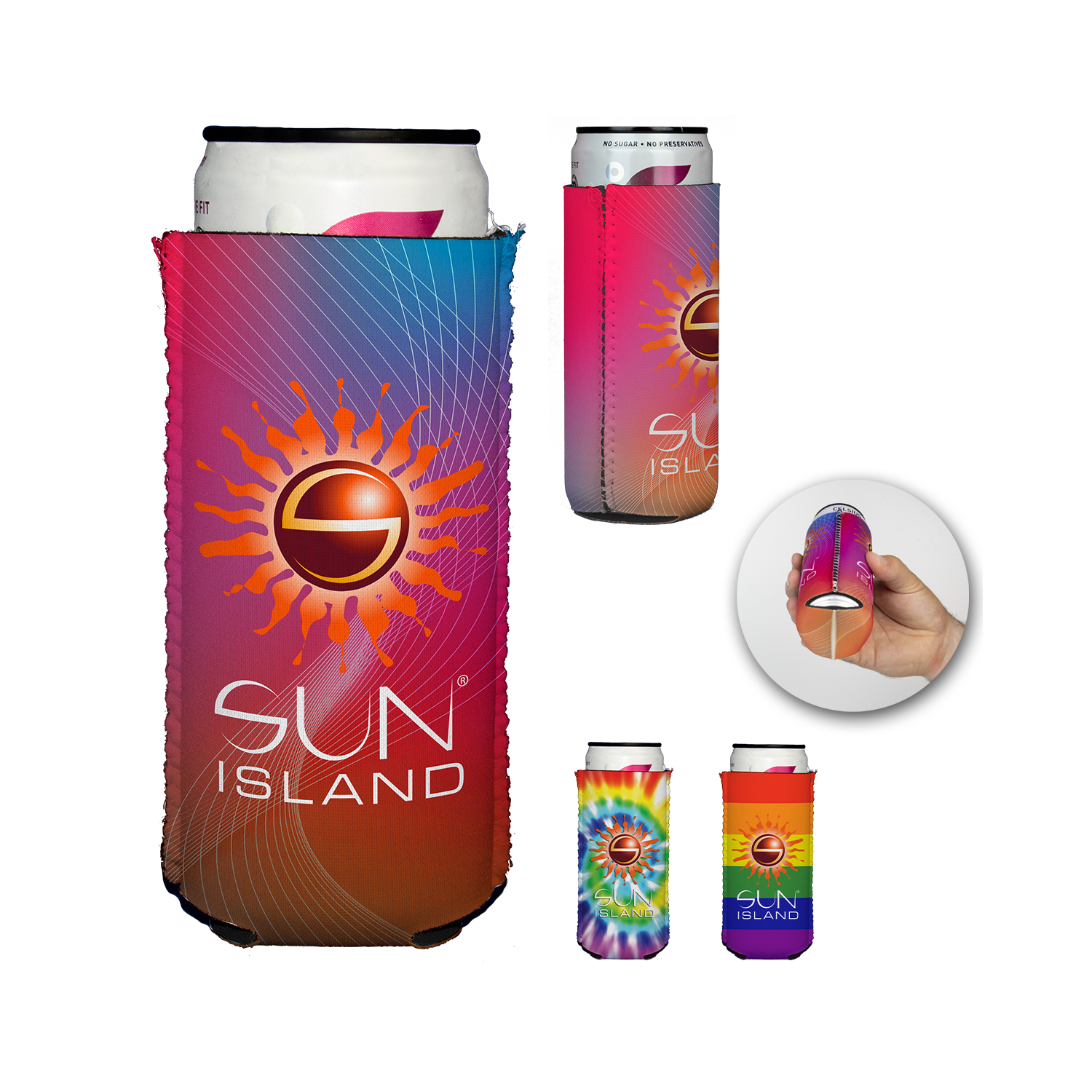 Rainbow Slim Full Color Neoprene Can Holder