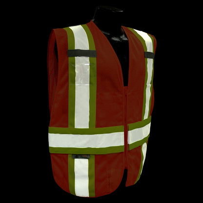 SV23-2 Type R Class 2 Expandable Two Tone Mesh Safety Vest - Green - Size 3X-5X