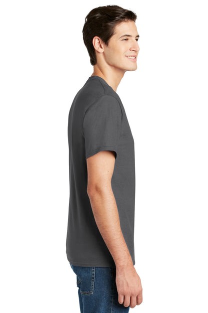 Smoke Gray Hanes - Authentic 100% Cotton T-Shirt with Pocket. 5590