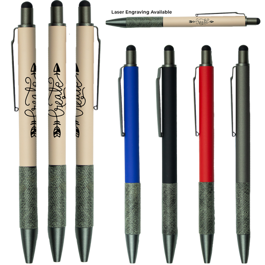 Black Soft Touch Aluminum Stylus Pen with Paper Grip