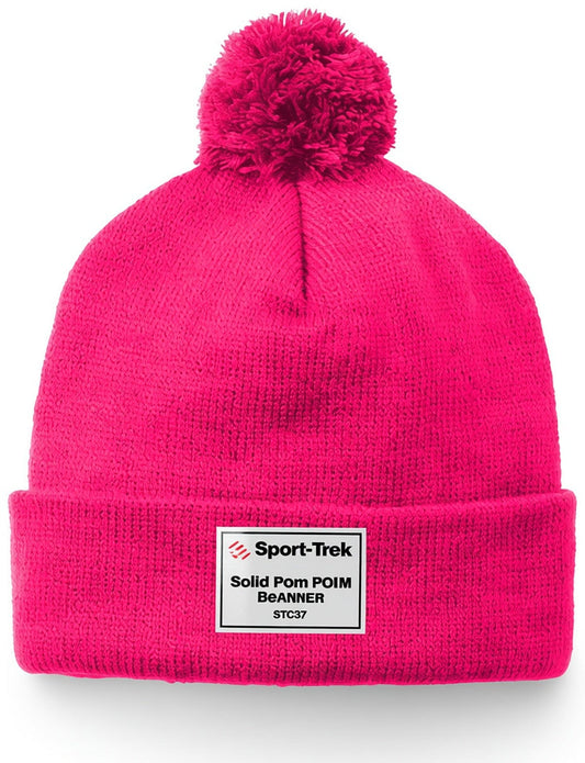 Sport-Tek Solid Pom Pom Beanie. STC37
