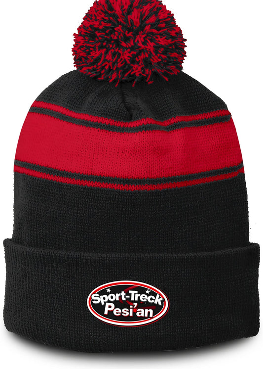 Sport-Tek Stripe Pom Pom Beanie. STC28