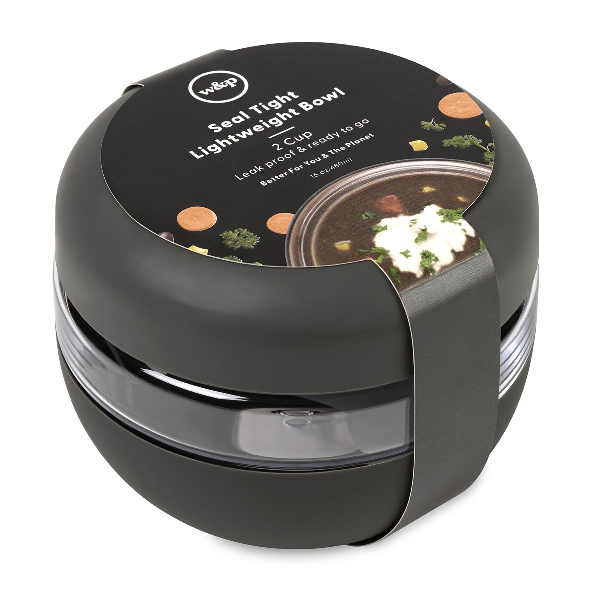 Charcoal W&P Seal Tight Plastic Bowl 16 Oz.