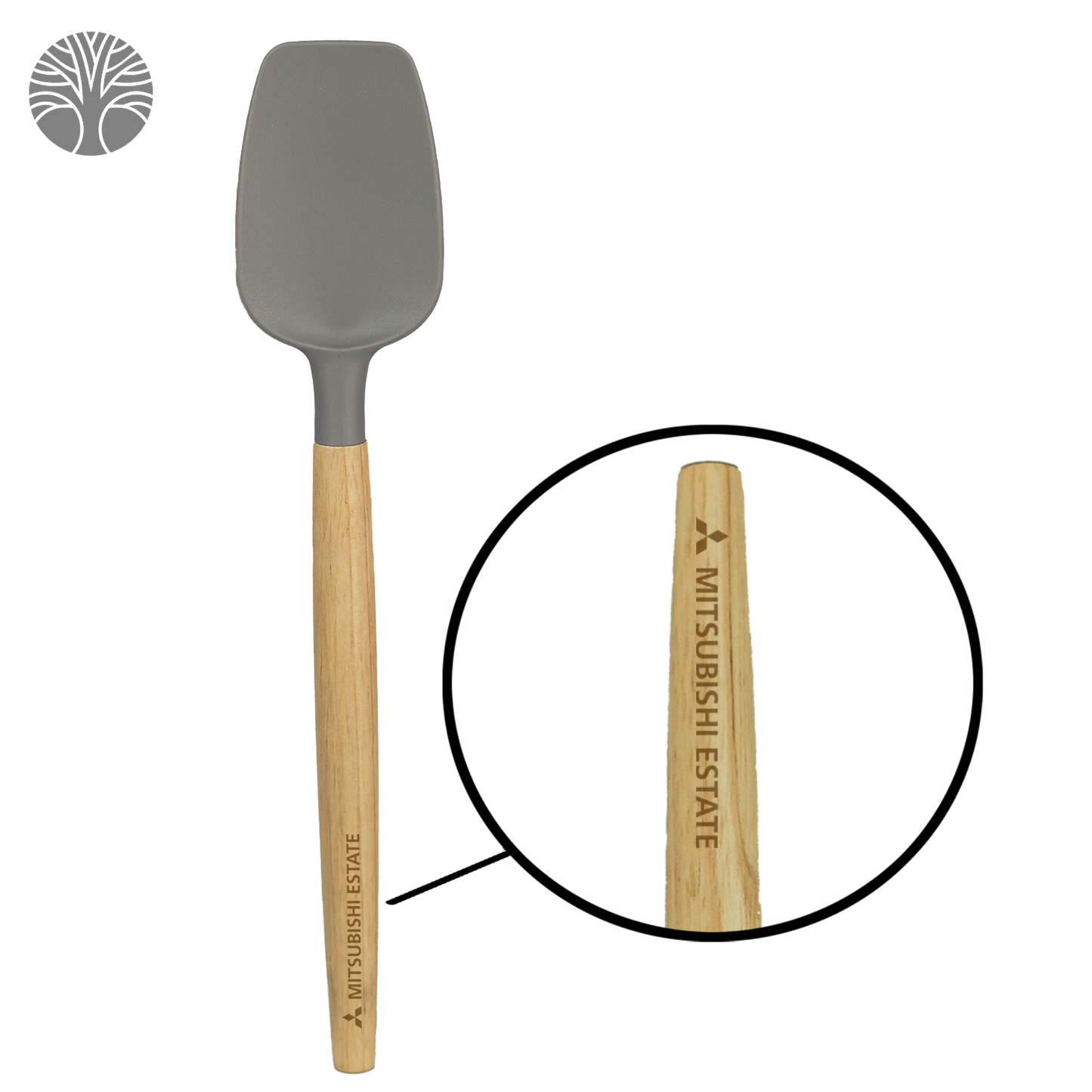 Grey Stir Silicone Spatula with Wooden Handle