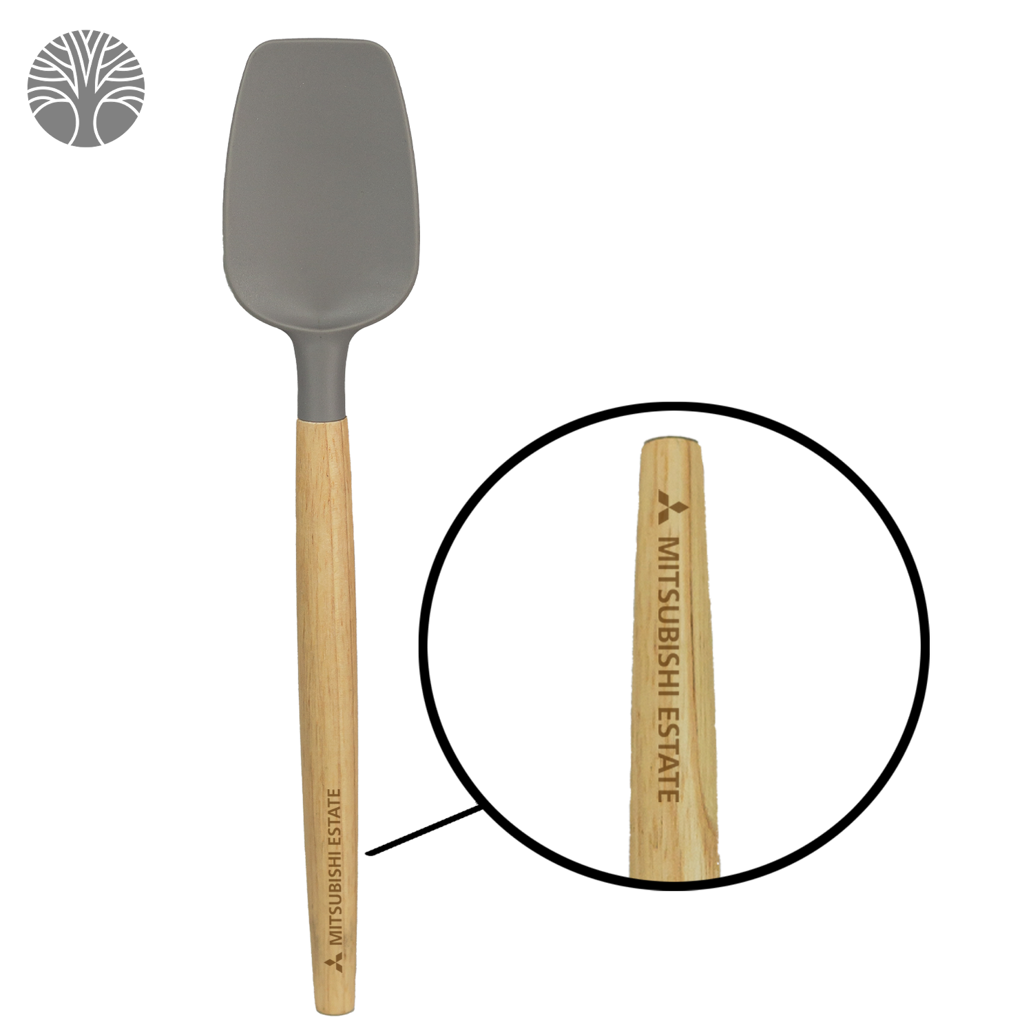 Grey Stir Silicone Spatula with Wooden Handle
