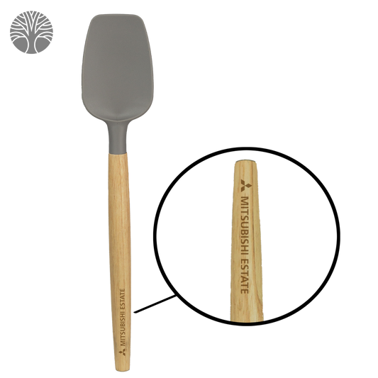 Grey Stir Silicone Spatula with Wooden Handle