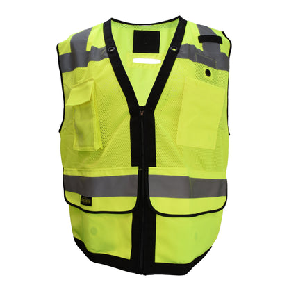 SV59ZT Heavy Duty Surveyor Tether Vest with Zipper - Green - Size 2X