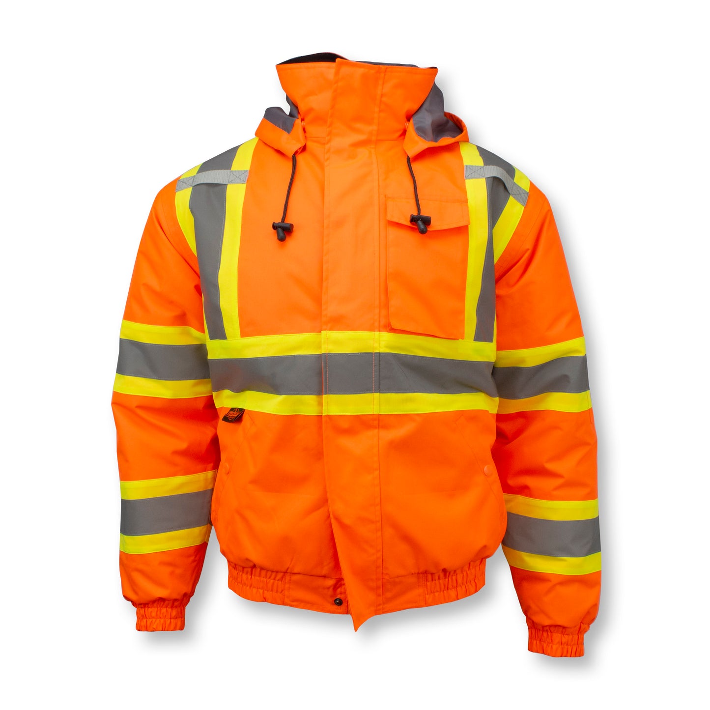 SJ11QX-3 Class 3 X-Back High Visibility Quilted Bomber Jacket with Hood - Hi Vis Lime - 2X