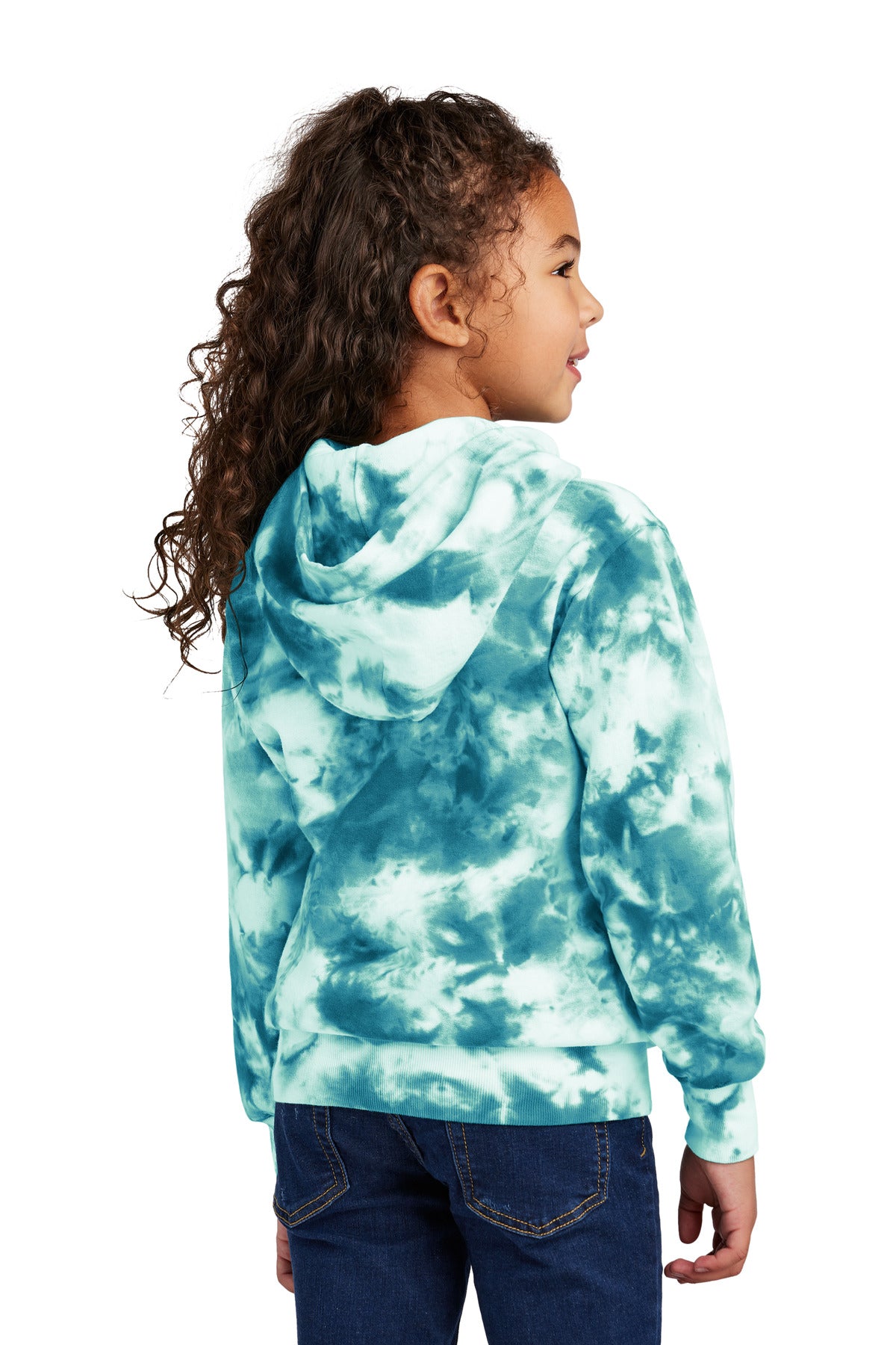 Teal Port & Company Youth Crystal Tie-Dye Pullover Hoodie PC144Y