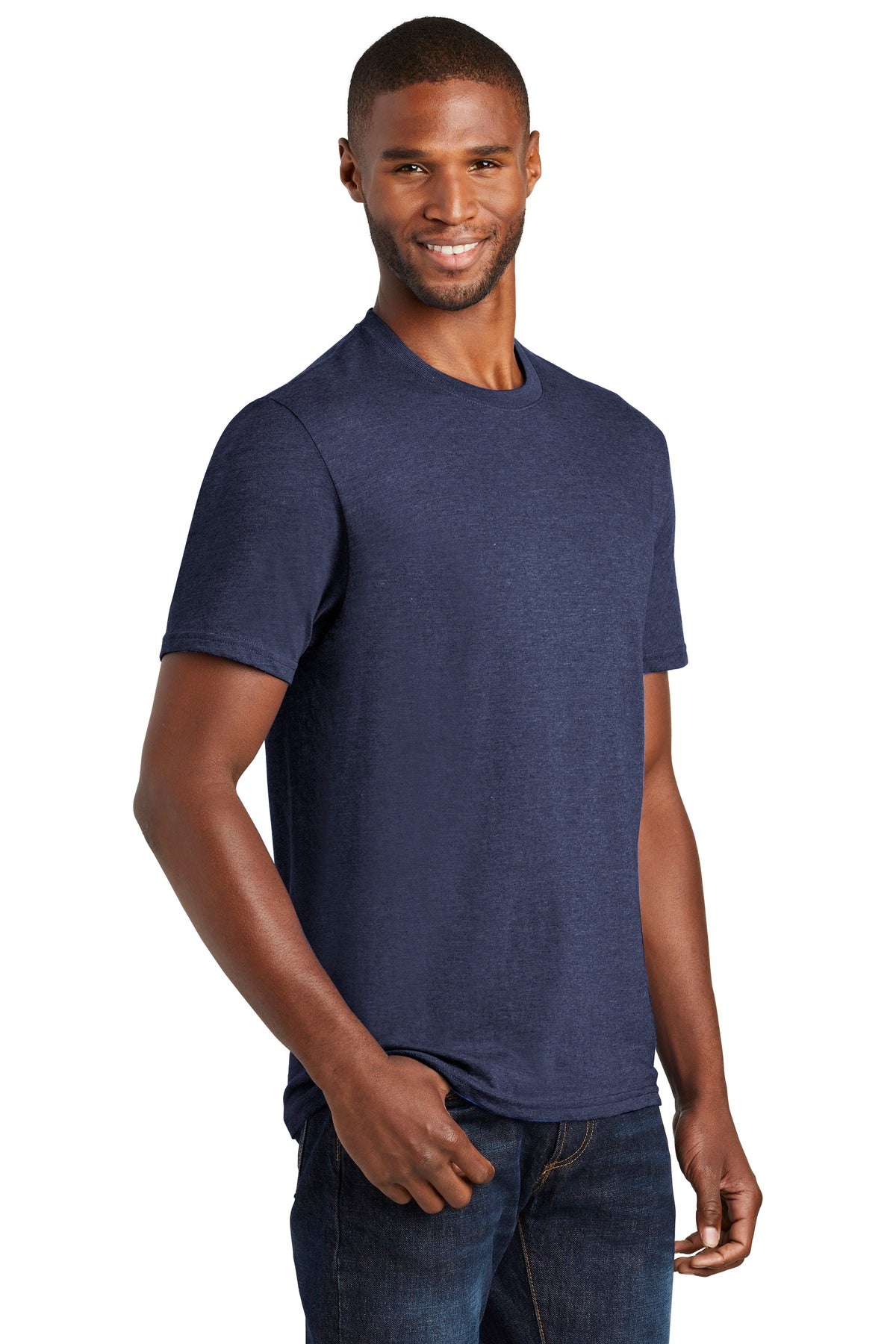Team Navy Hthr Port & Company Fan Favorite Blend Tee. PC455