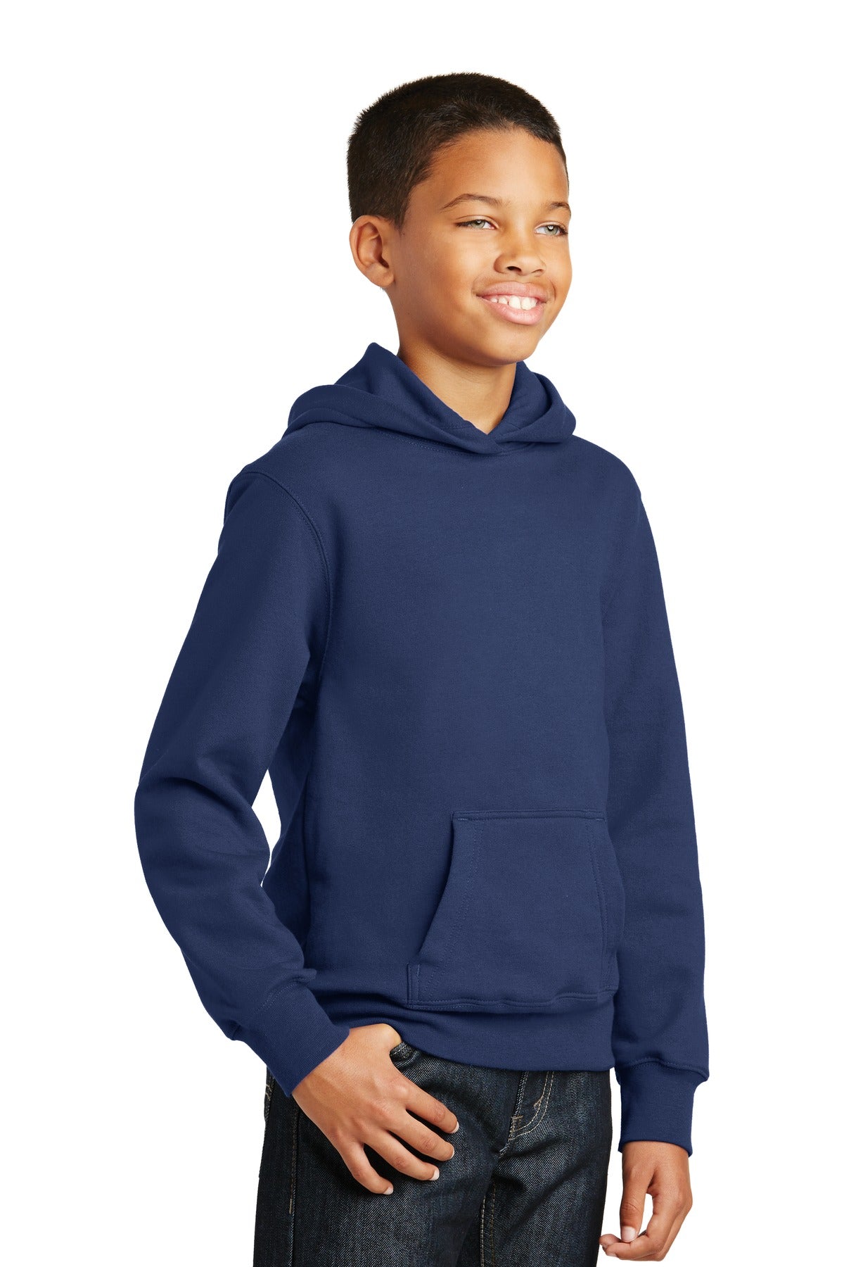 Team Navy Port & Company Youth Fan Favorite Fleece Pullover Hooded Sweatshirt. PC850YH