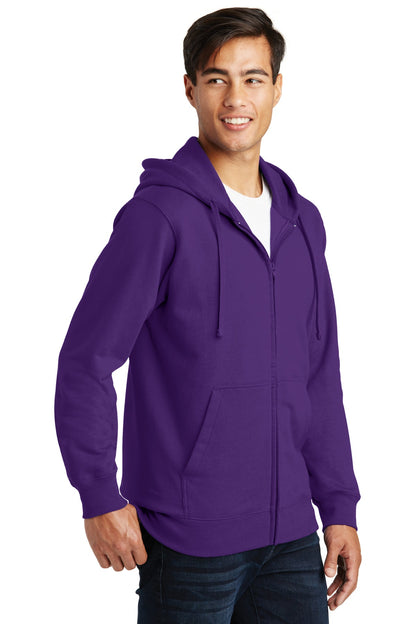 Team Purple Port & Company Fan Favorite Fleece Full-Zip Hooded Sweatshirt. PC850ZH