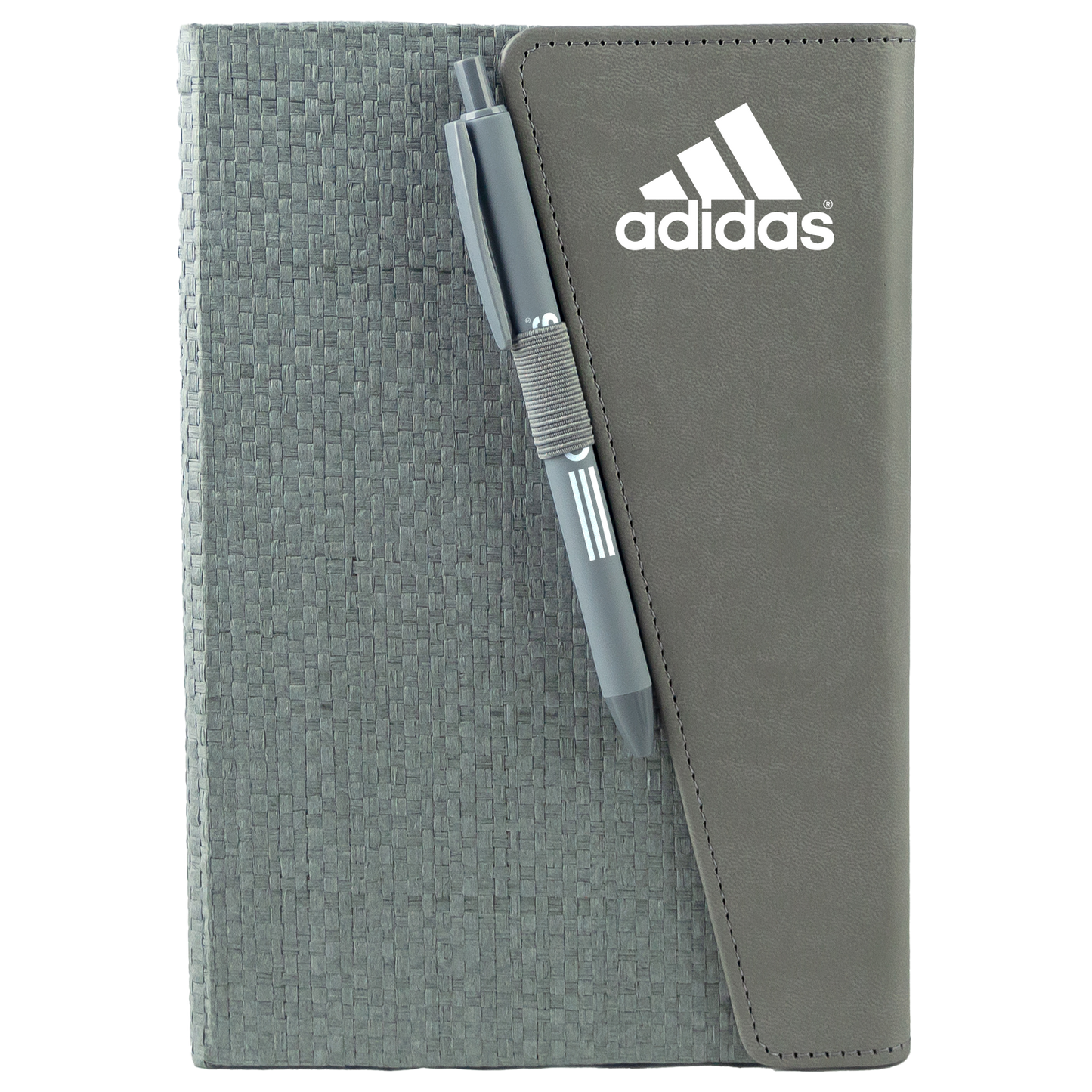 Textured Notebook & Soft-Touch Pen Set with Magnetic Closure and Silk Bookmark