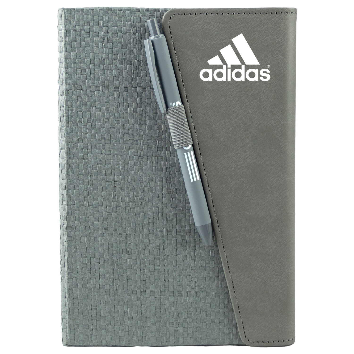 Textured Notebook & Soft-Touch Pen Set with Magnetic Closure and Silk Bookmark