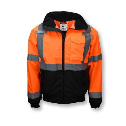 SJ110B Class 3 Two-in-One High Visibility Bomber Safety Jacket - Green/Black Bottom - Size 2X