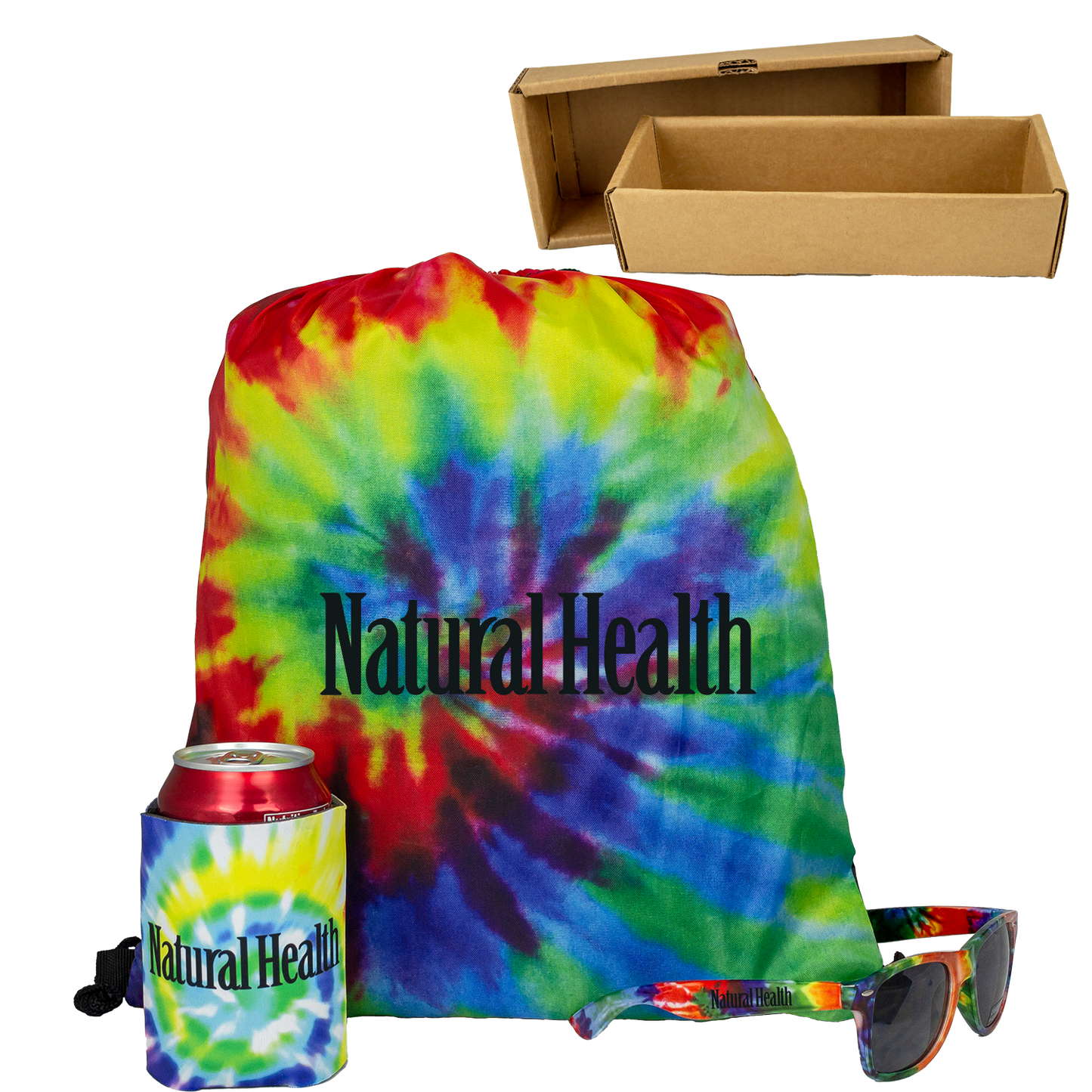 Tie-Dye Gift Set with Drawstring Bag, Shades & Can Cooler