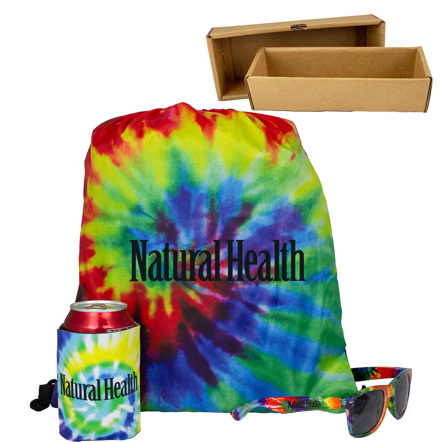 Tie-Dye Gift Set with Drawstring Bag, Shades & Can Cooler