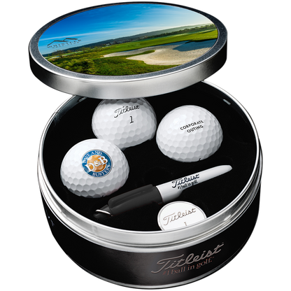 White Titleist Custom Golf Ball Commemorative Tin Kit