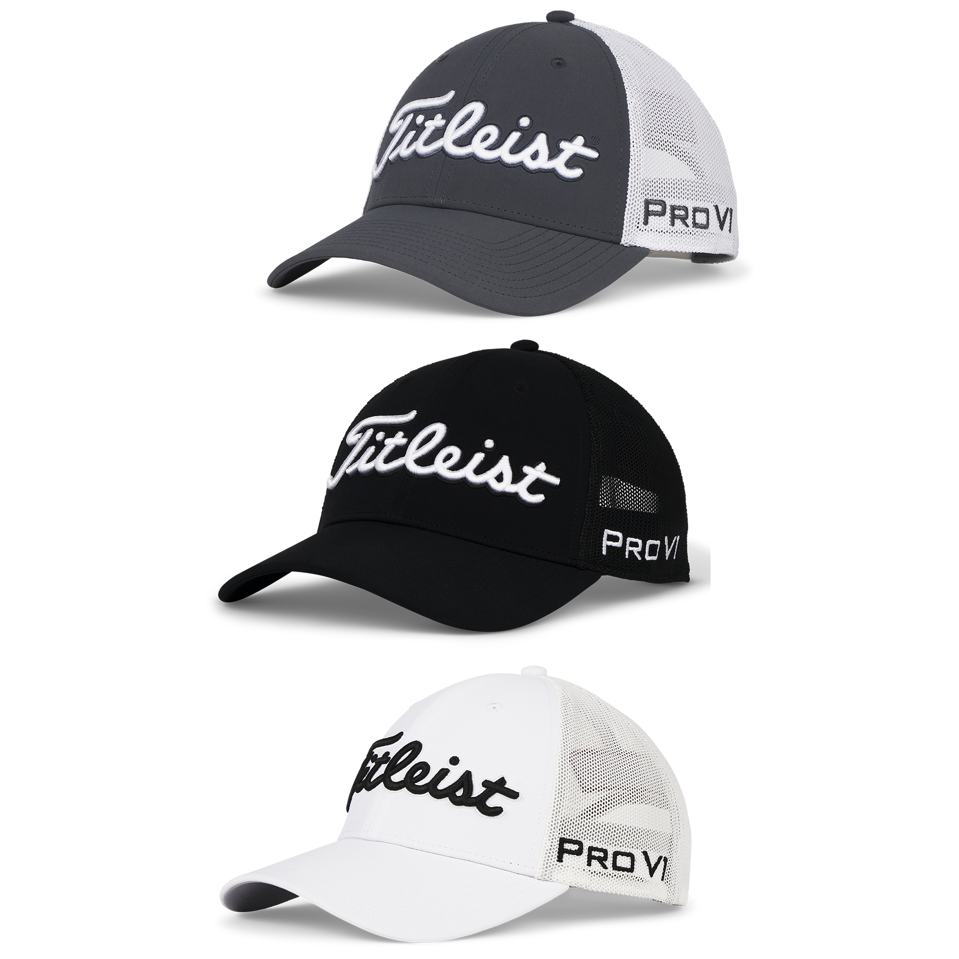 Black White Titleist Tour Performance Mesh Golf Hat