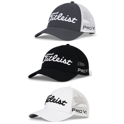 Black White Titleist Tour Performance Mesh Golf Hat