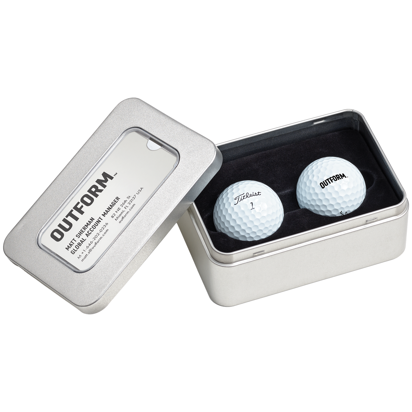 White Titleist TruFeel 2-Golf Ball Business Card Tin