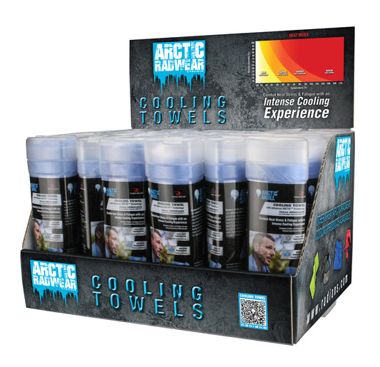 Arctic Radwear® Cooling Towel Counter Display - 24 Blue