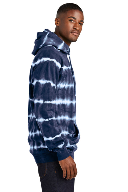 TrNv/White Port & Company Allover Stripe Tie-Dye Fleece PC143