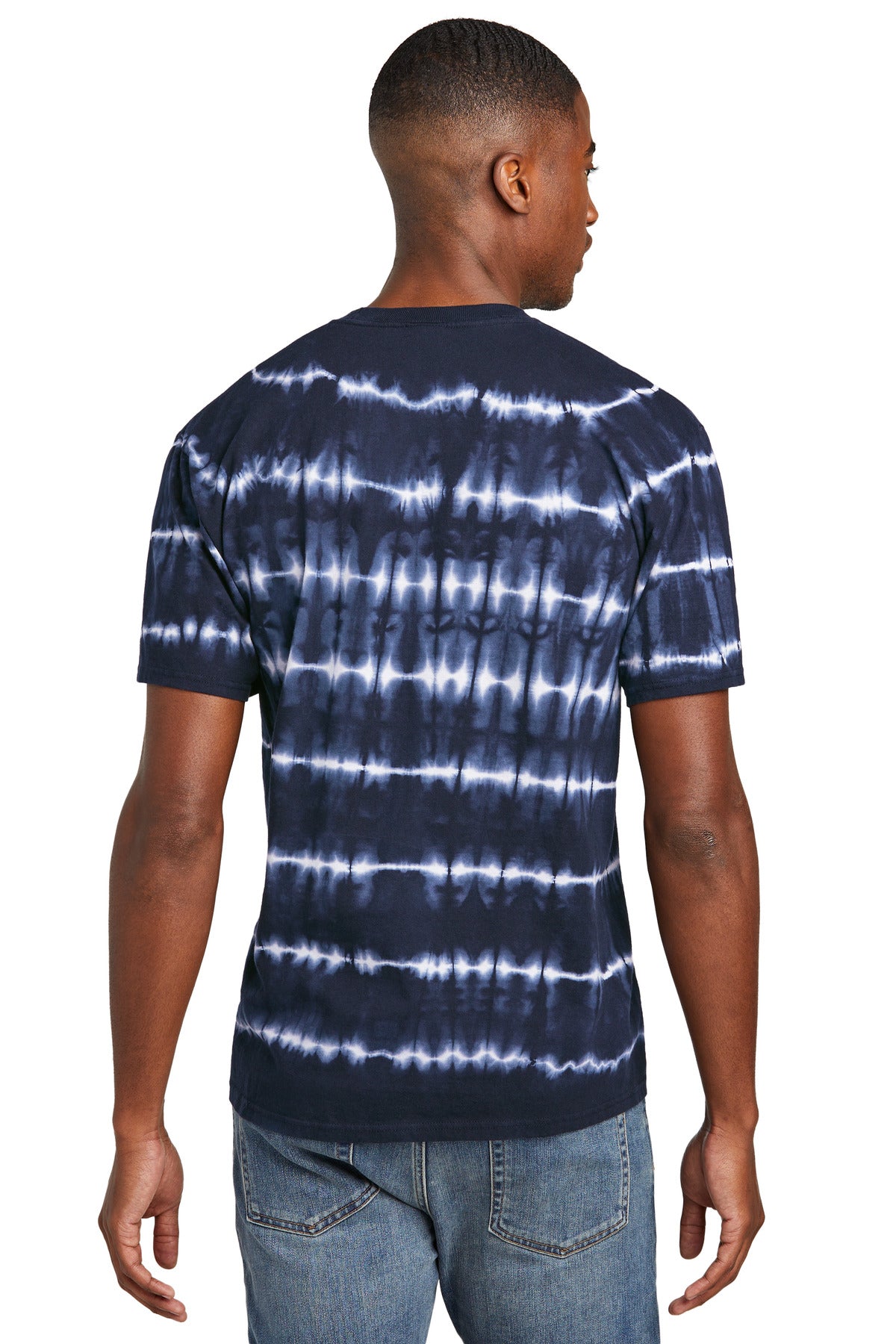 TrNv/White Port & Company Allover Stripe Tie-Dye Tee PC142
