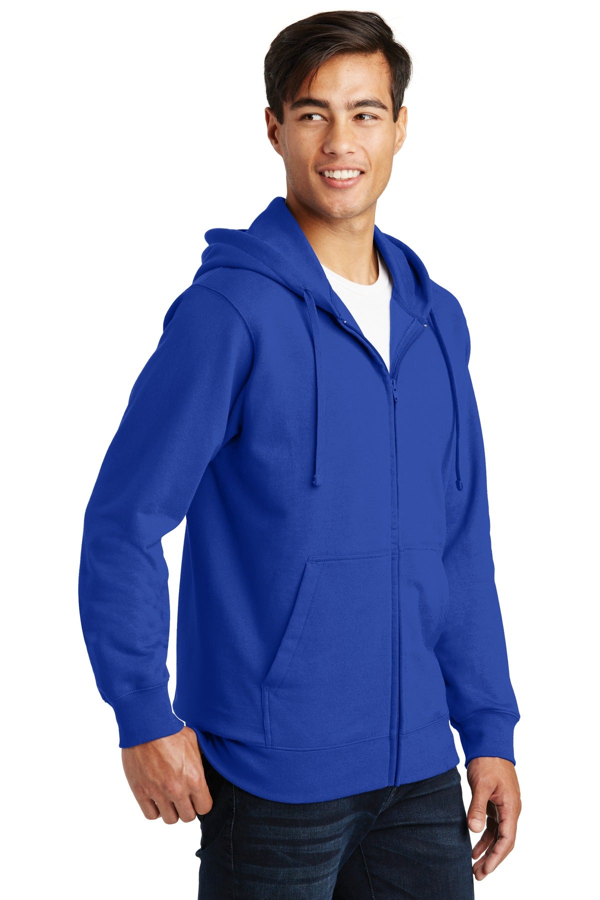 True Royal Port & Company Fan Favorite Fleece Full-Zip Hooded Sweatshirt. PC850ZH