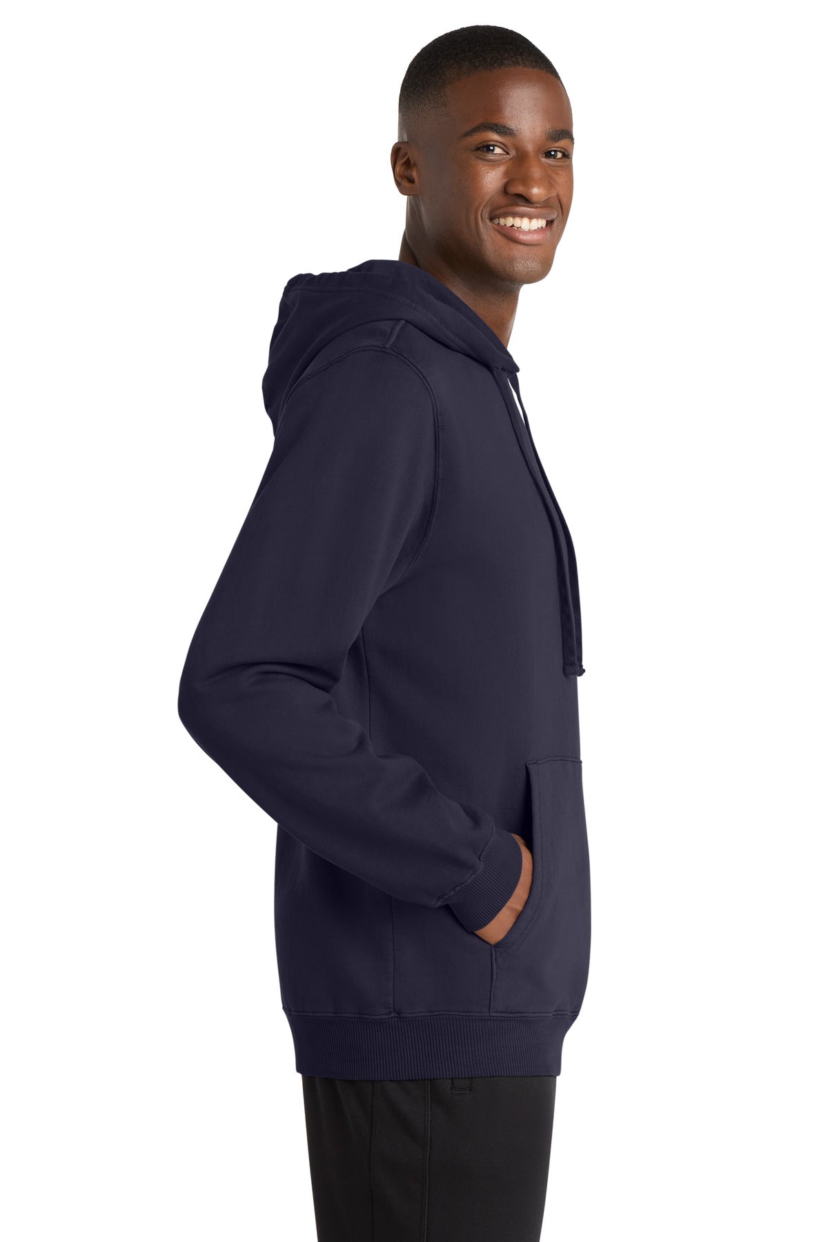 TrueNavy Port & Company Beach Wash Garment-Dyed Pullover Hooded Sweatshirt. PC098H