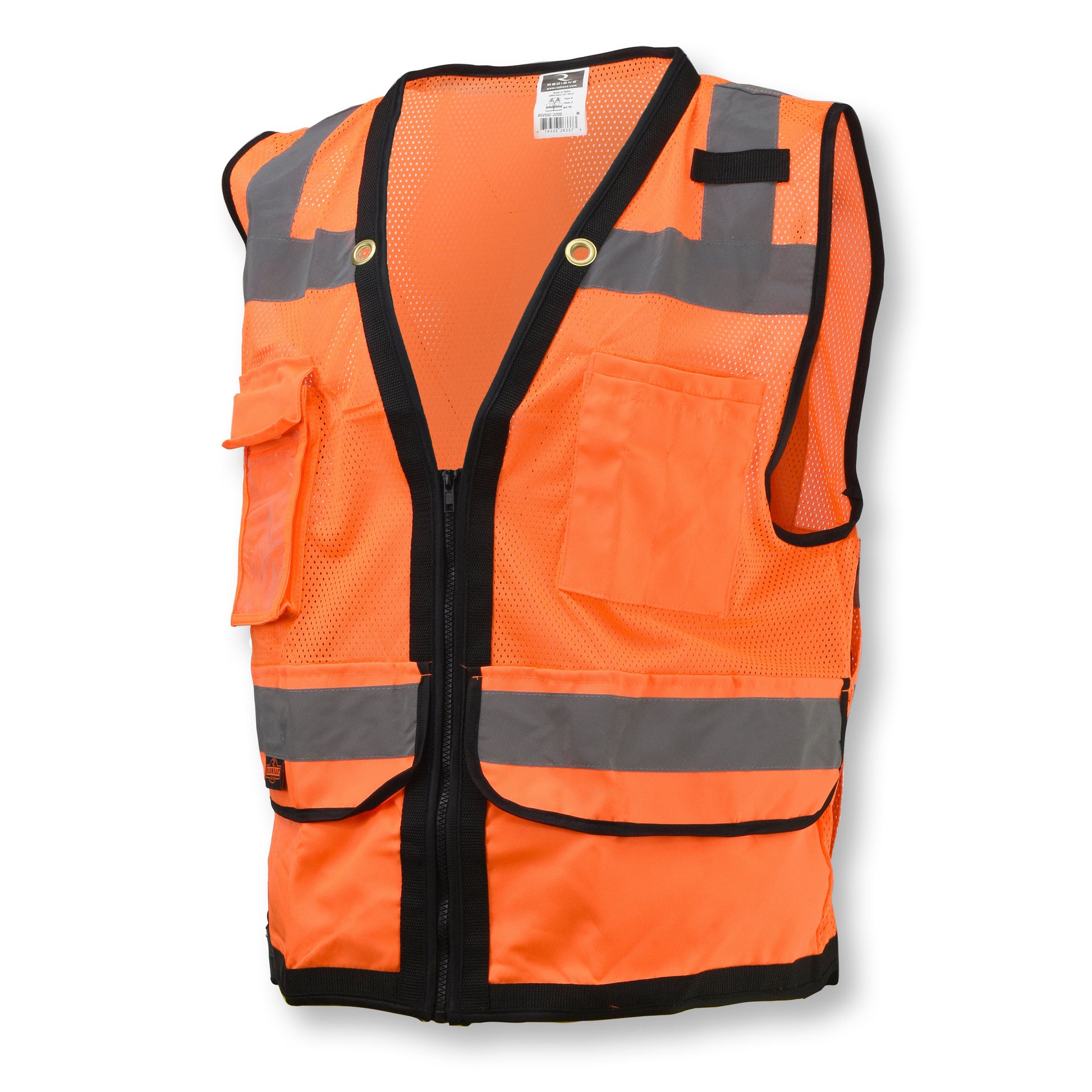 SV59Z Type R Class 2 Heavy Duty Mesh/Solid Surveyor Safety Vest - Orange - Size XL